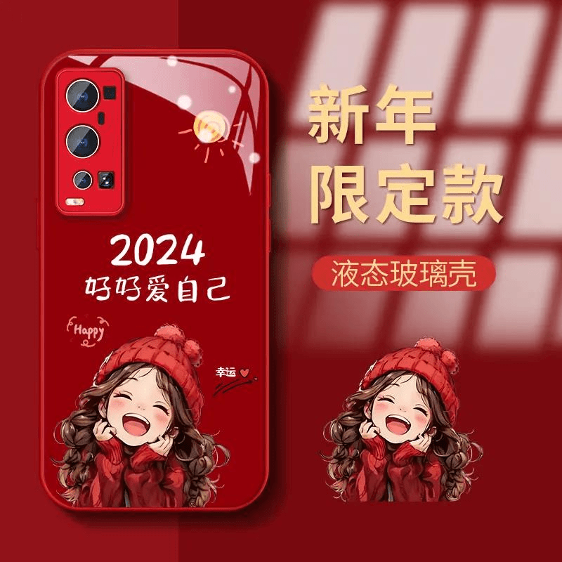 VIVOX60Pro+幸运女孩玻璃壳防摔保护套网红女款ins高颜值新手机壳