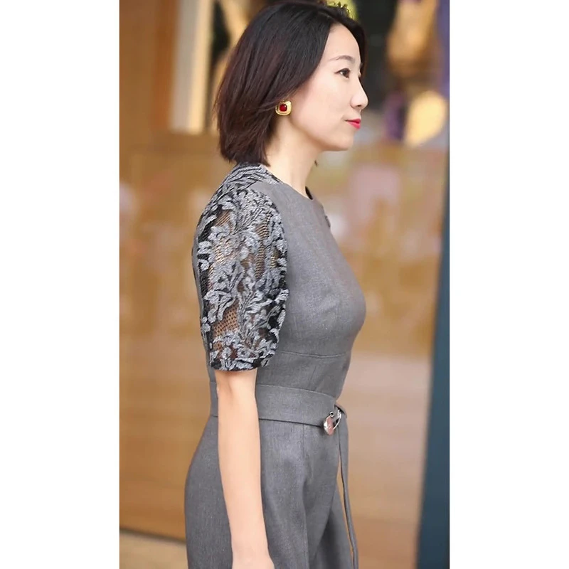 轻奢御姐风连衣裙职场通勤高冷女神范优雅端庄收腰A字裙5340