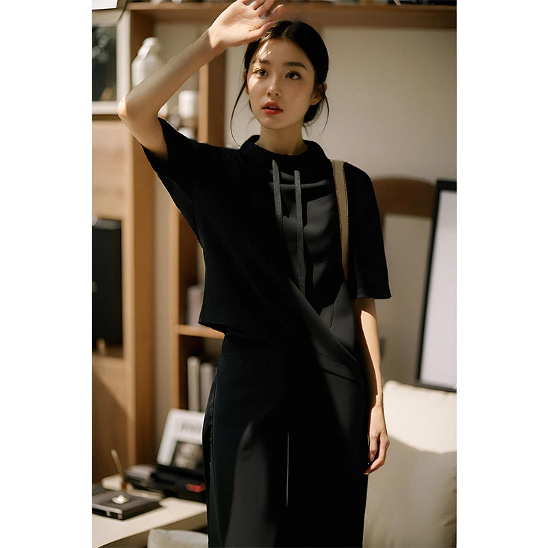 气质休闲套装女新款高级感宽松卫衣式T恤/休闲裤百搭两件套7347