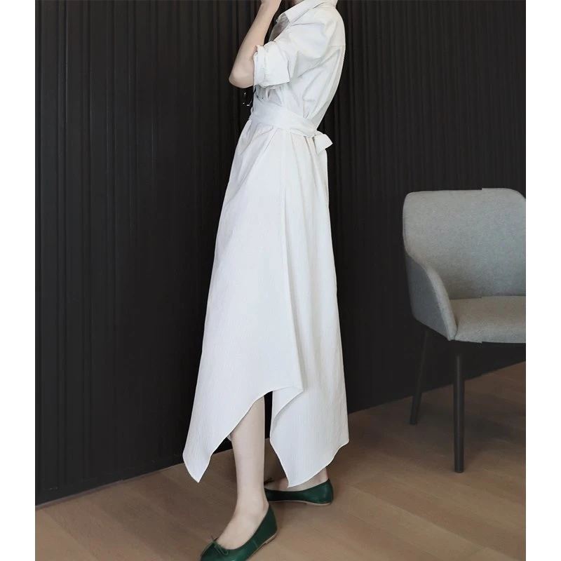 衬衫裙新款设计感小众中长款条纹减龄显瘦气质收腰连衣裙2900