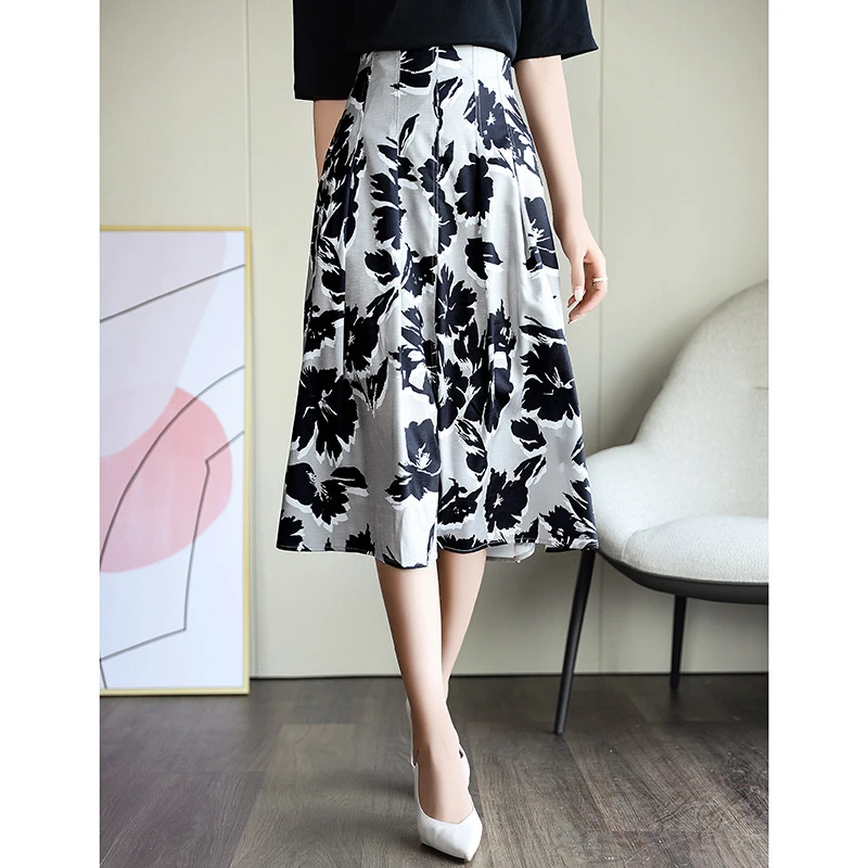 新款碎花高腰半身裙设计感小众复古收腰轻熟风气质中长裙1997