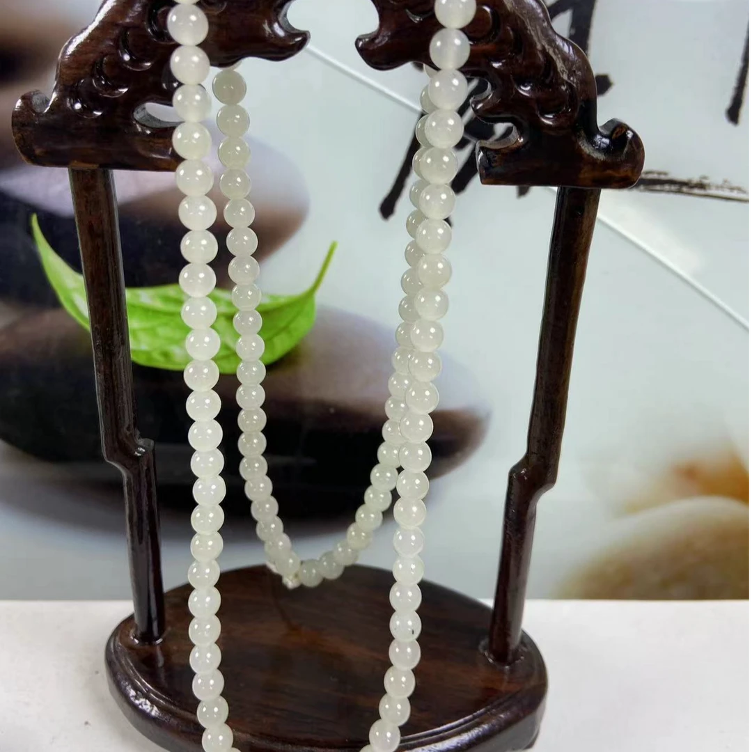 天然新疆和田玉青海料白玉108颗卡6颈链拍一发一