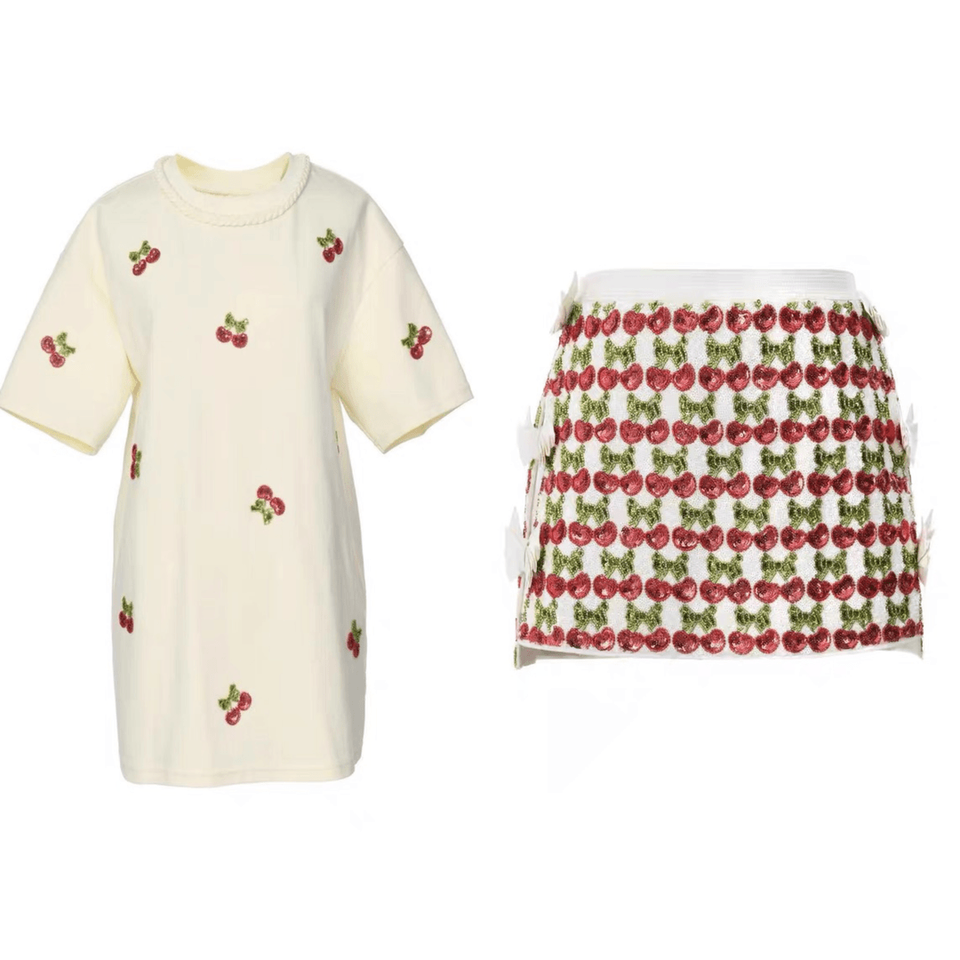 辰辰二店樱桃系列体恤T上衣半裙