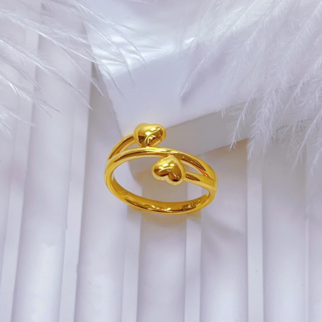 足金999双向奔赴戒指5D显大款女时尚简约精美素款甜美气质一克金