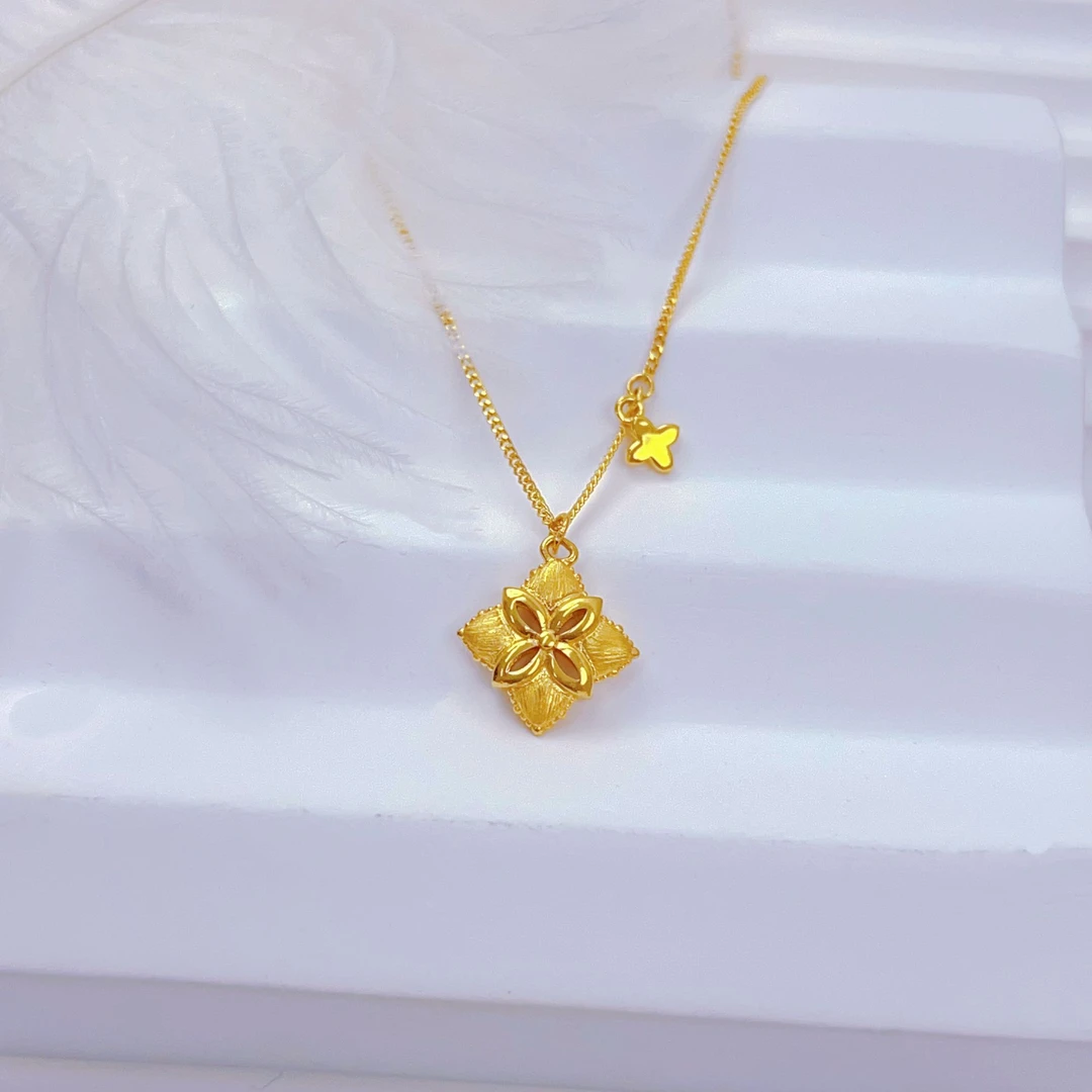 足金999璀璨人生套链轻奢时尚百搭金色灵动精致精美坠链女款小众