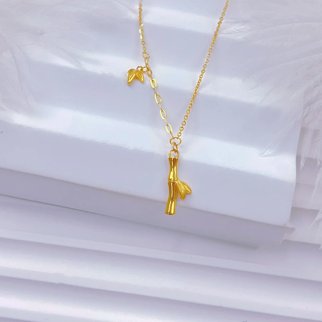 足金999灵动节节高套链手工时尚百搭女士小众古法两世欢坠链轻奢