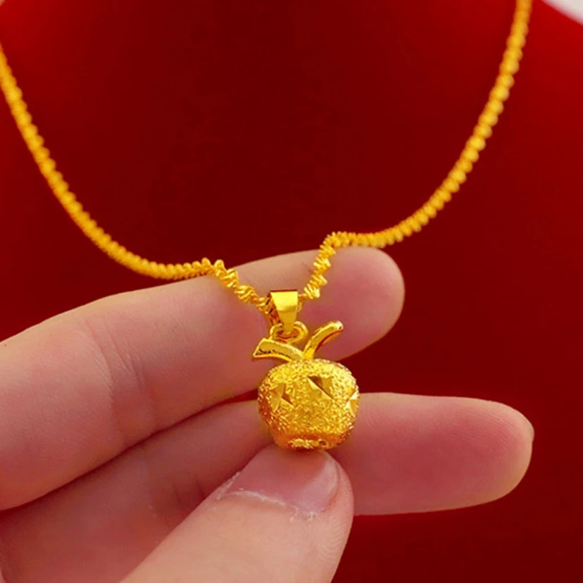 【双十一福利】苹果吊坠锁骨链水波纹项链时尚女士精美坠链B1