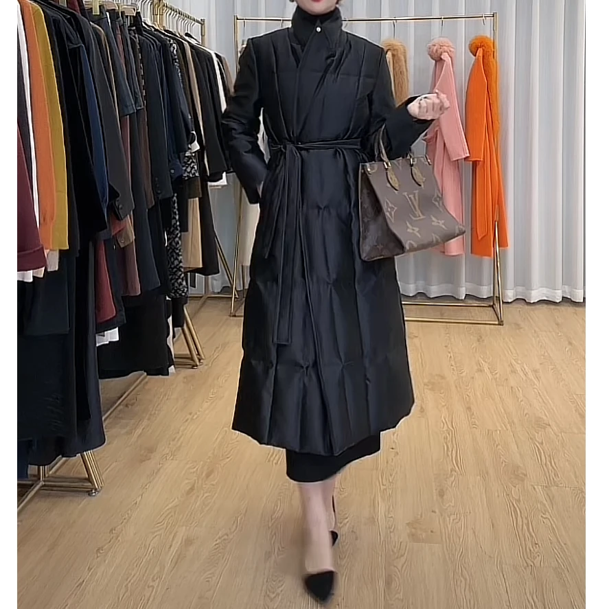 2024冬季新款气质修身显瘦95白鹅绒西装领长款鹅绒服女加厚705