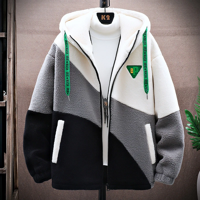 青少年冬装男士加厚外套韩版潮流休闲拼接男孩学生保暖冬装上衣服