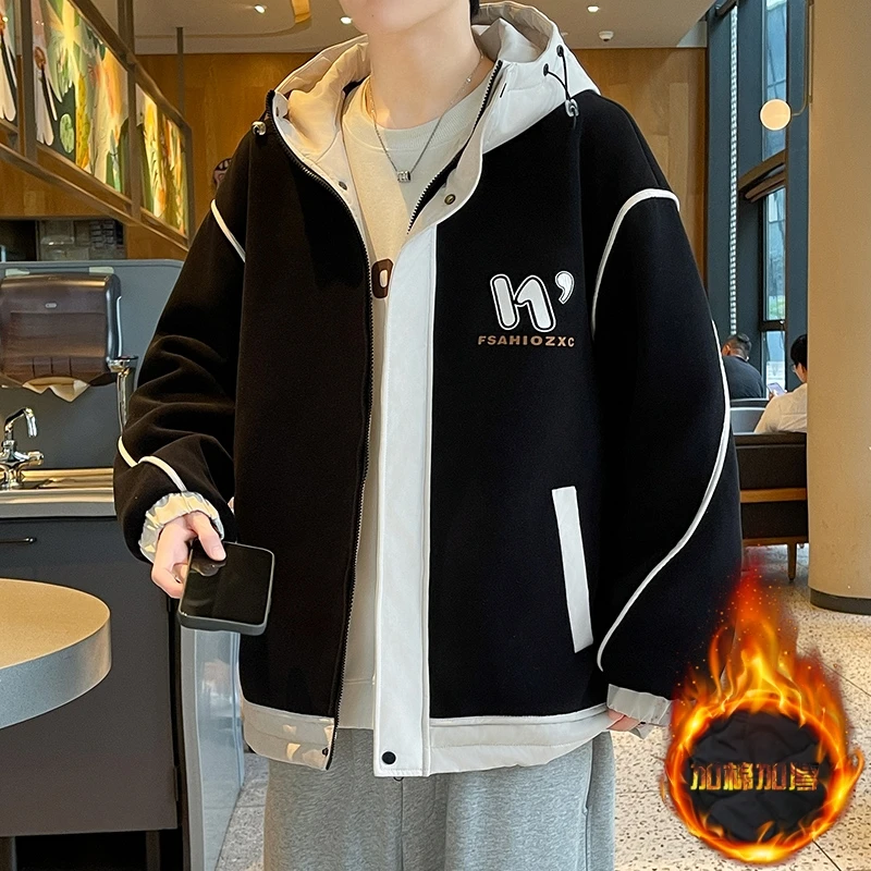 冬季奥粒绒男士夹克港风潮流青少年宽松百搭加厚保暖夹棉衣服外套