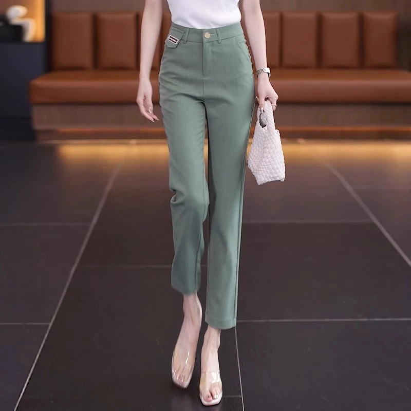 九分西装裤女夏季薄款2025新款小个子烟管裤高腰显瘦休闲冰丝裤子