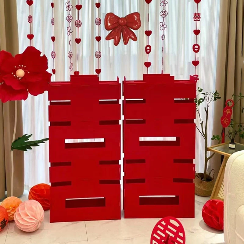 婚房布置立体喜字摆件新房女方结婚男方卧室装饰套装婚礼囍字立柱