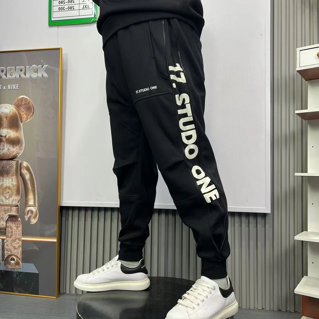 加肥加大时尚弹力加绒加厚男士冬季保暖卫裤99785百搭潮流休闲