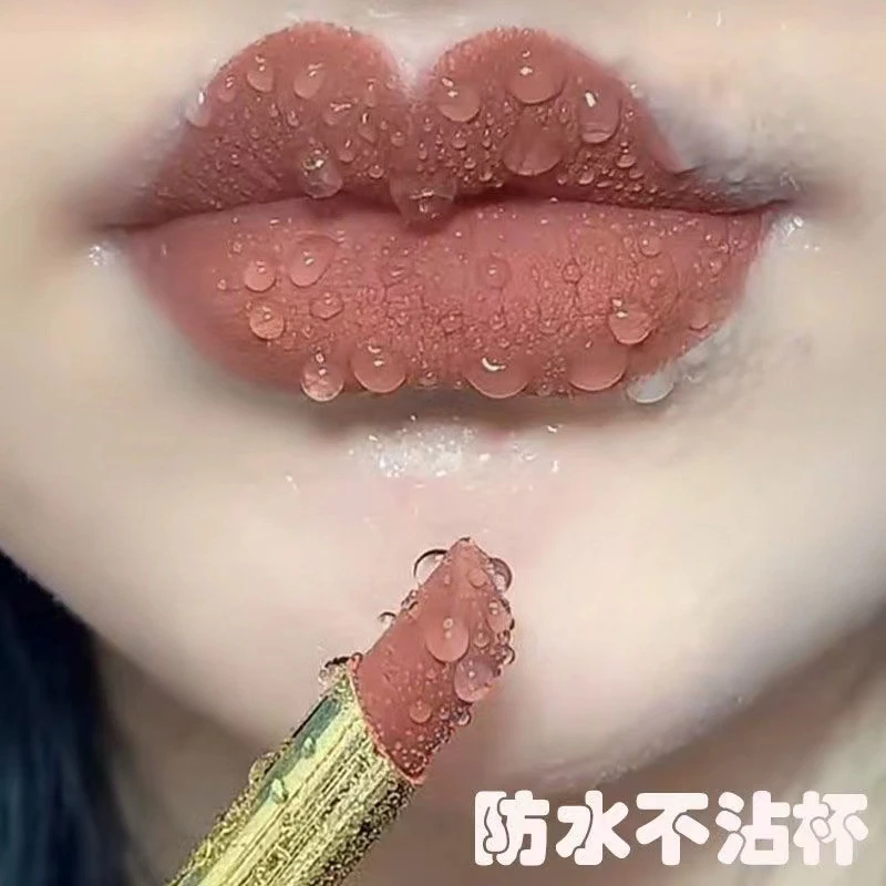 显白口红不易掉色不沾杯哑光滋润防水持久保湿不脱色肉桂奶茶色