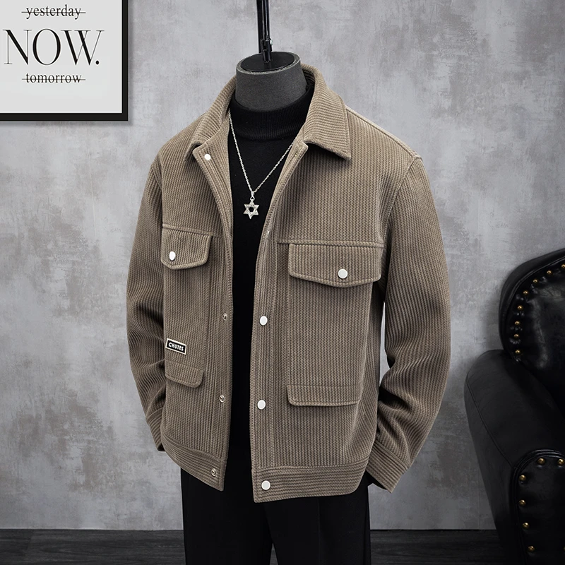 男士外套春秋款时尚韩范呢子夹克外套男上衣轻熟毛呢潮流翻领帅气