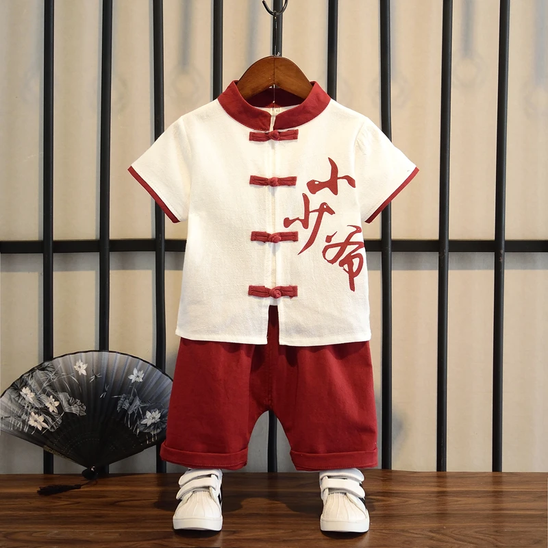 儿童夏季汉服套装男童小少爷国风复古男宝唐装宝宝周岁礼服