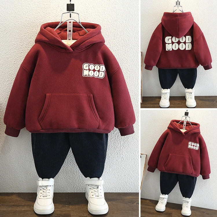 2024秋冬新款儿童夹棉加厚卫衣男童时髦冬季连帽百搭中小童上衣