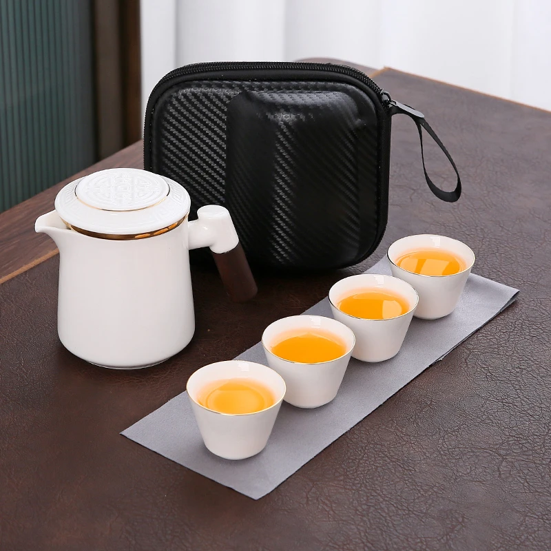 便携式旅行茶具白瓷套装户外旅游泡茶装随行快客杯送礼送老公礼盒