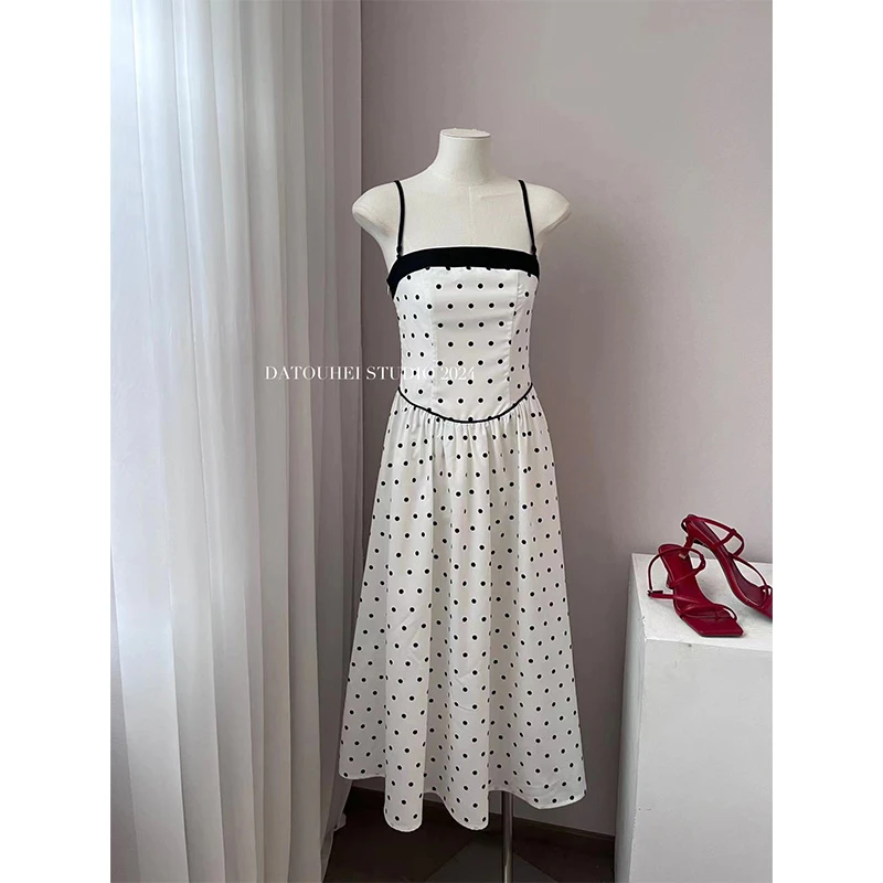 【大头黑STUDIO】2024女春显瘦黑白波点连衣裙D224Q02857