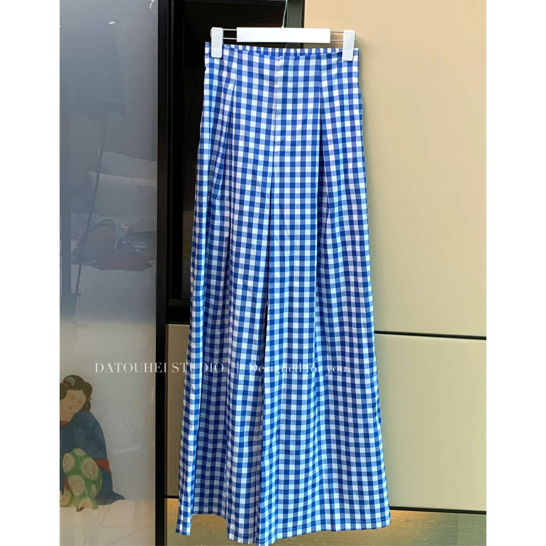 大头黑STUDIO【彩色格调】2024女夏时尚休闲百搭格子裤D224A09226-2
