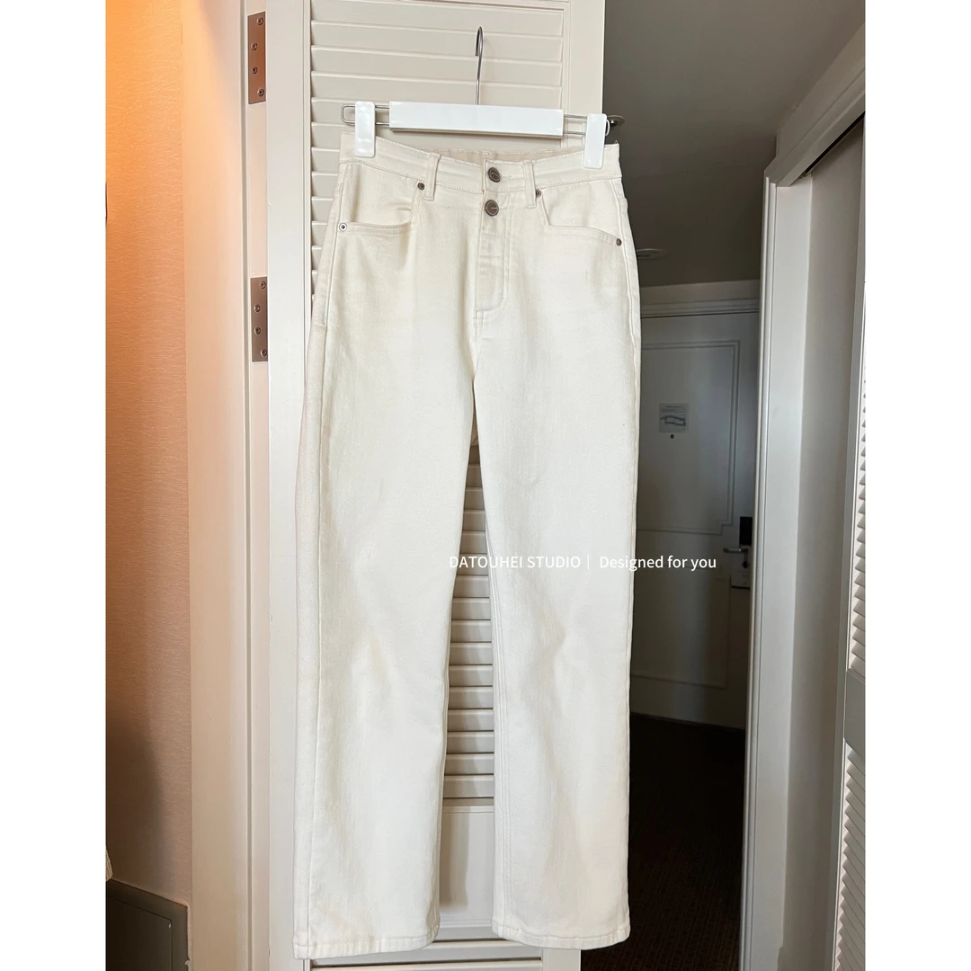 大头黑STUDIO【白色恋歌】2024女冬时尚烟管牛仔裤D224X19938