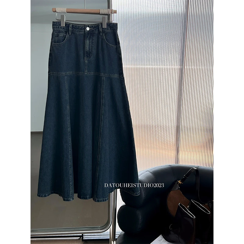【大头黑STUDIO】2023秋时尚百搭高腰牛仔半身裙D2Z350284