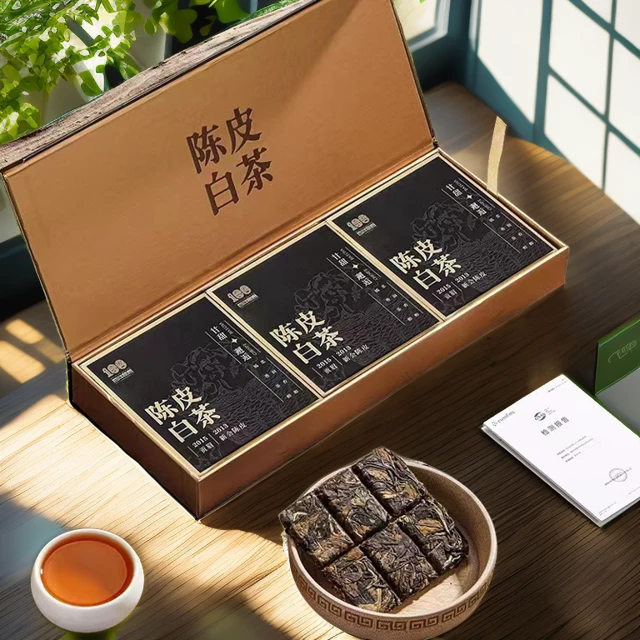 黑金陈皮白茶 福鼎白茶老白茶贡眉枣香饼干茶小方片茶叶礼盒180克