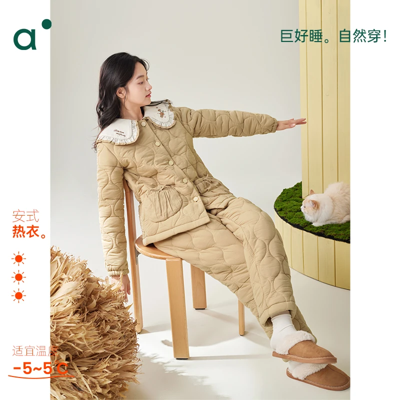安之伴【锁温】三层夹棉甜美可爱睡衣女冬季加厚家居服82451121967