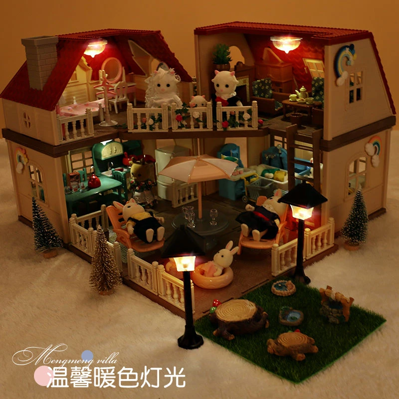 森贝尔森林大屋灯光别墅儿童女孩过家家族玩具娃娃房益智生日礼物