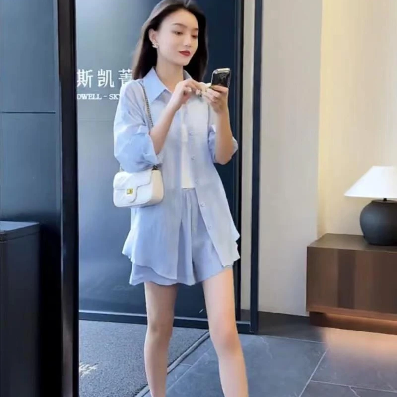 防晒衣短裤套装女夏时尚网红御姐小香风休闲两件套夏季宽松