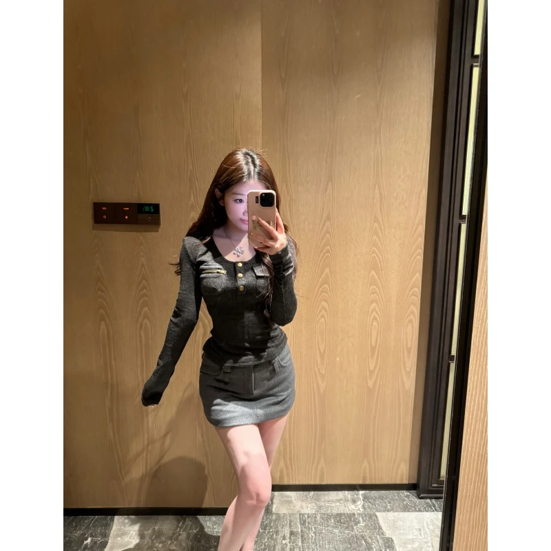 一只雪雪【韩漫女友】新款秋冬气质韩版百搭厚款毛呢时尚半身裙