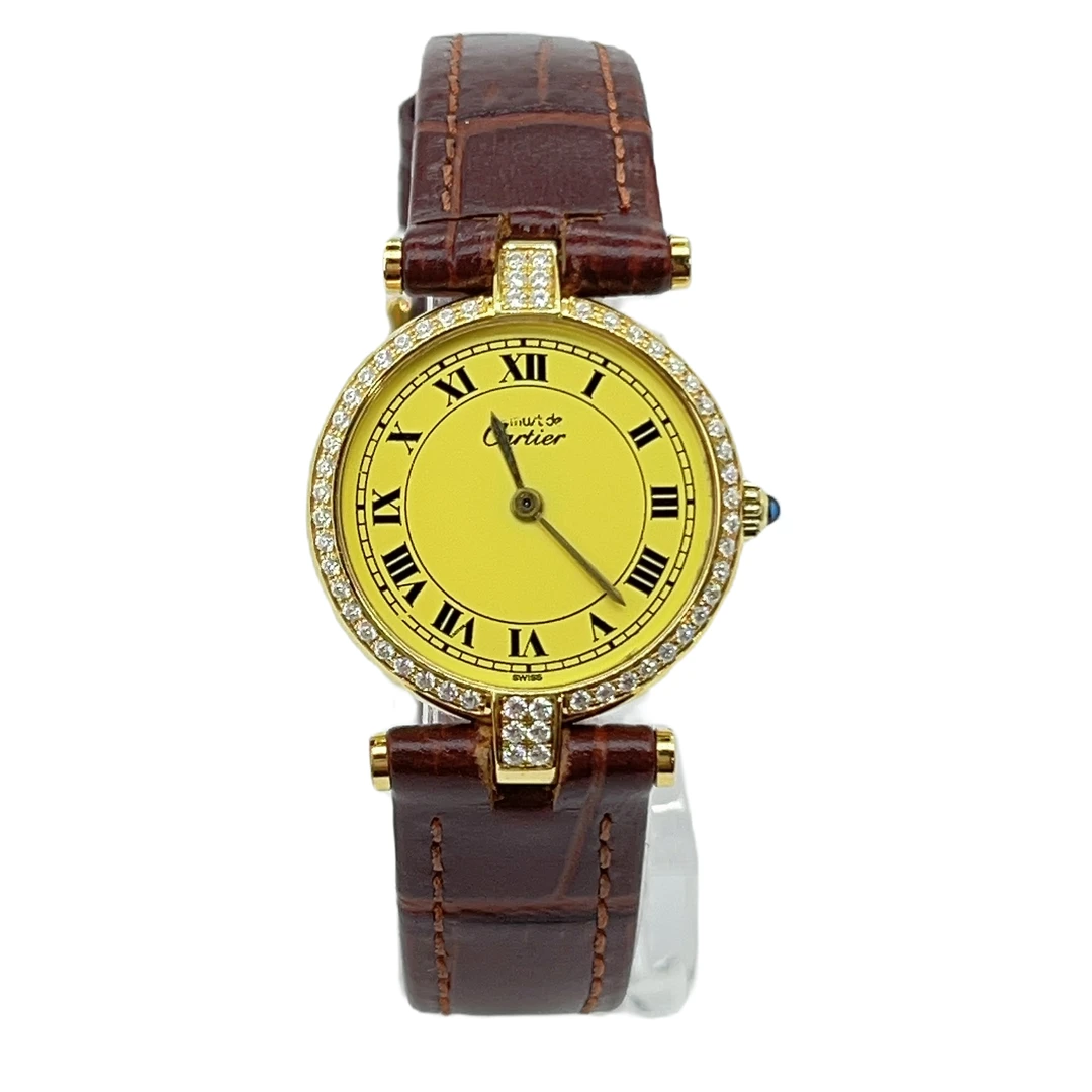 95新 Cartier/卡地亚 07235/A 24盘小旋风 女士石英表/带扣钻后配