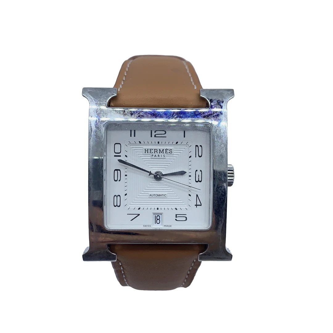 95新 Hermes/爱马仕 03095/B自动机械腕表/32*32方盘/表带扣后配