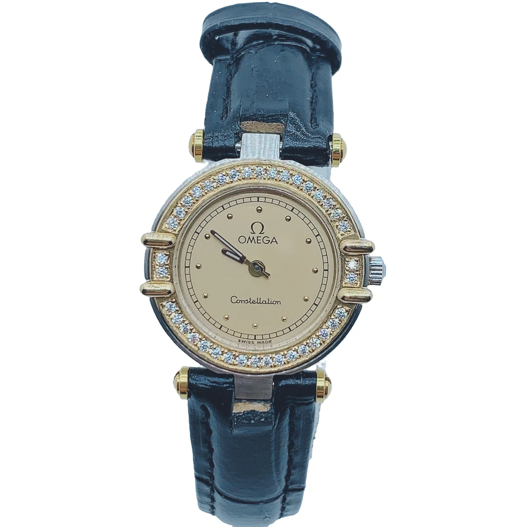 95新 Omega/欧米茄 07979星座女士石英腕表/22.5盘/带扣后配/后钻