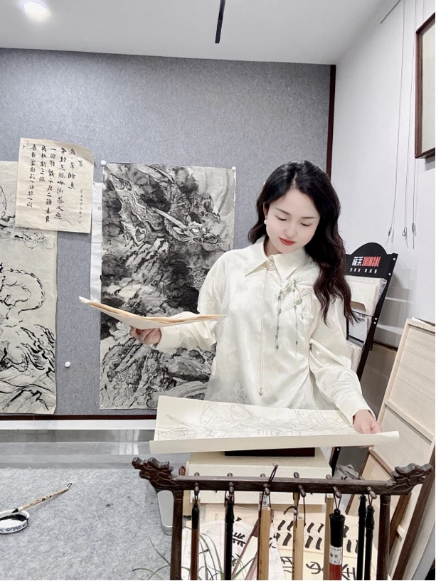 暗纹提花中式改良衬衫 ​