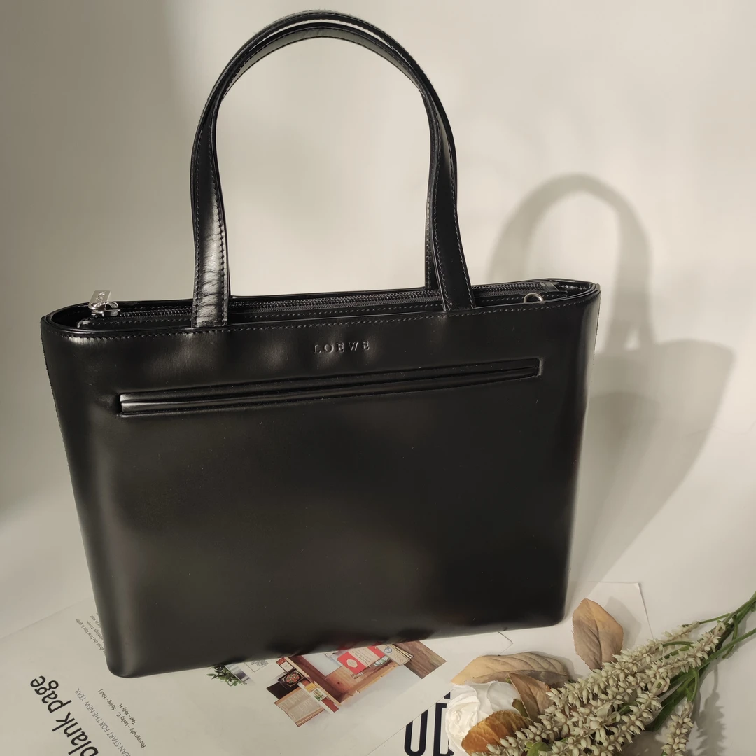 95新  Loewe罗意威中古黑色小号时尚休闲百搭托特单肩包斜挎包