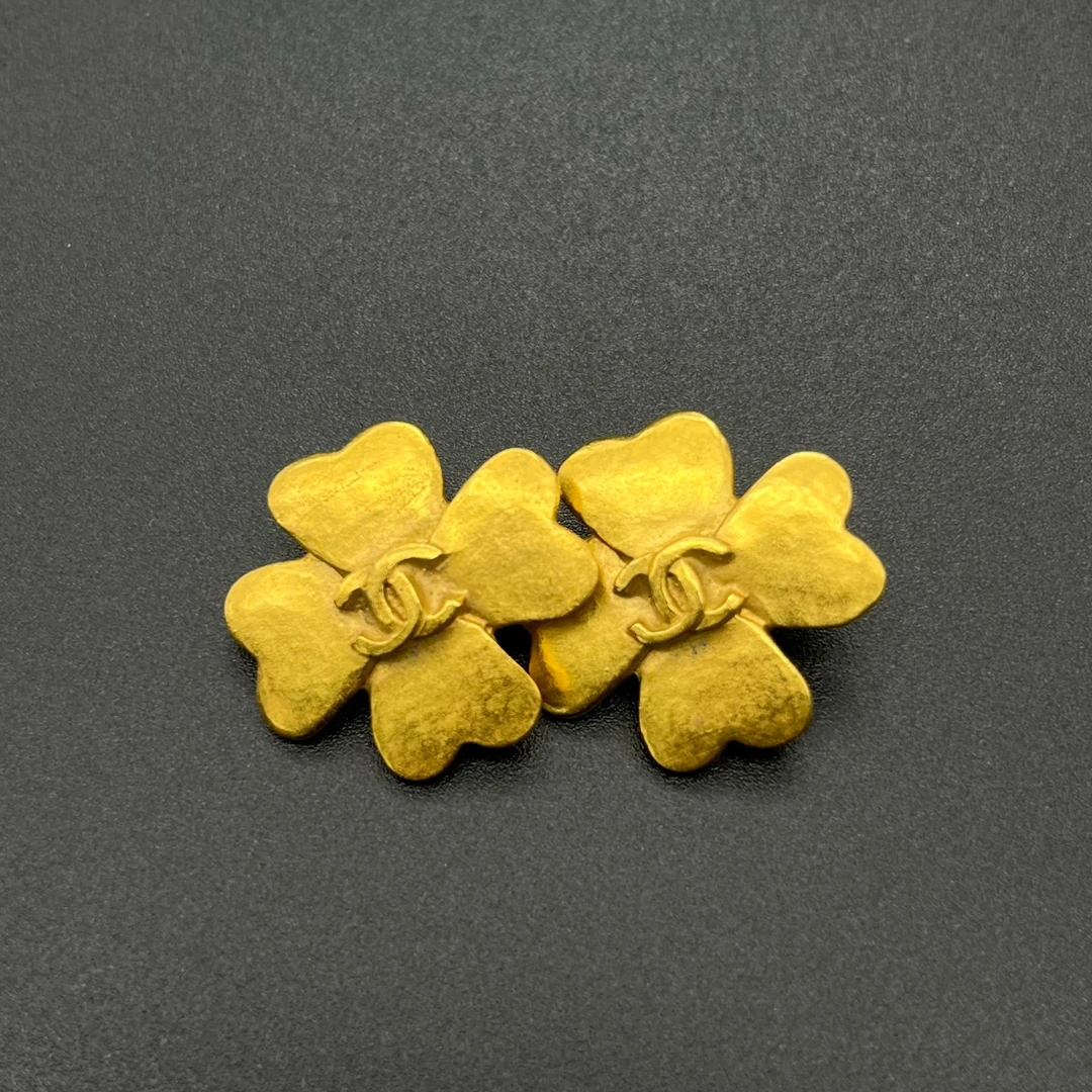 95新  PP中古vintage Chanel香奈儿复古四叶草耳夹