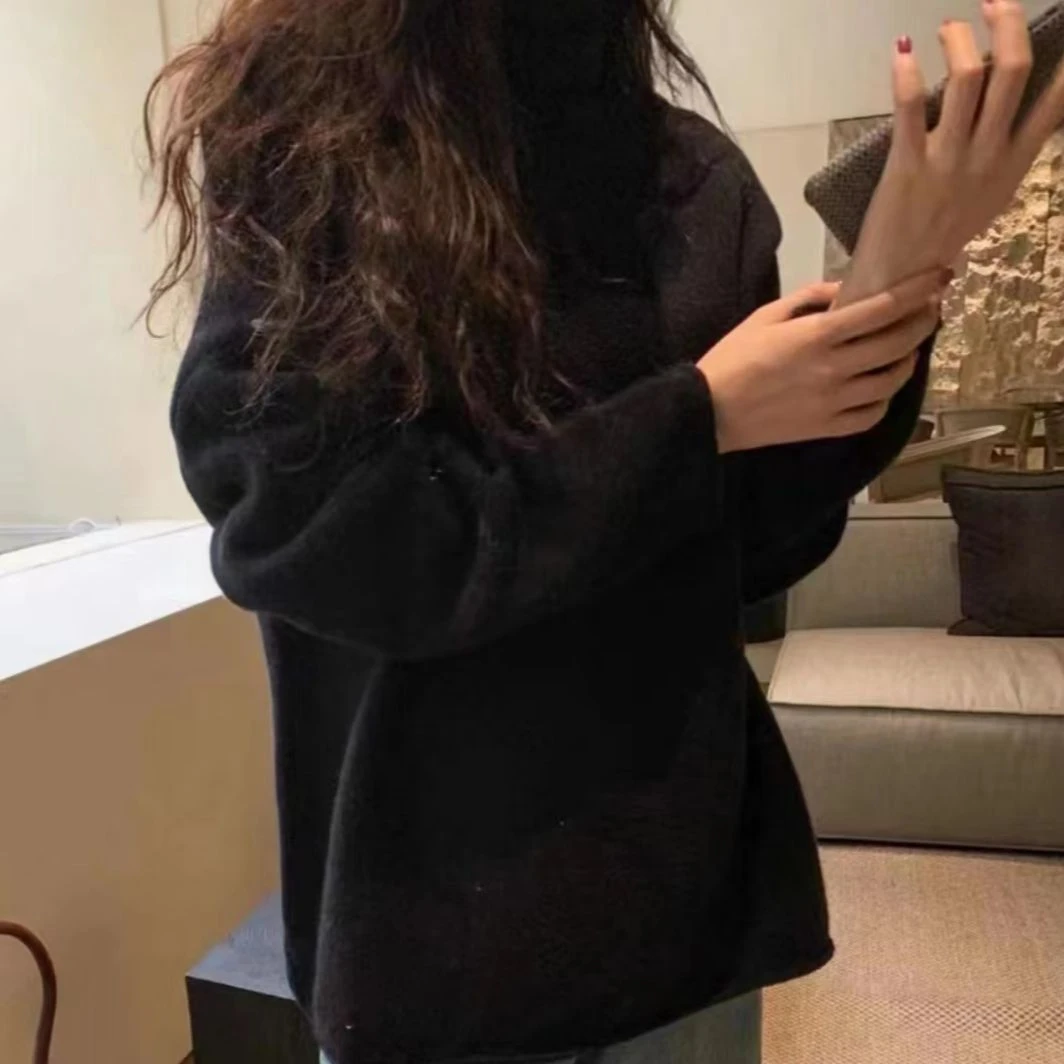 欧钻118-3高领宽松慵懒风毛衣