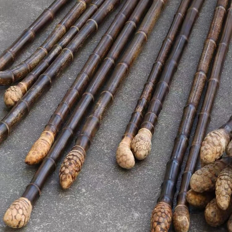 ZG002 天然紫竹根拐杖盘玩摆件（长度1.25米，口径2.5厘米左右）