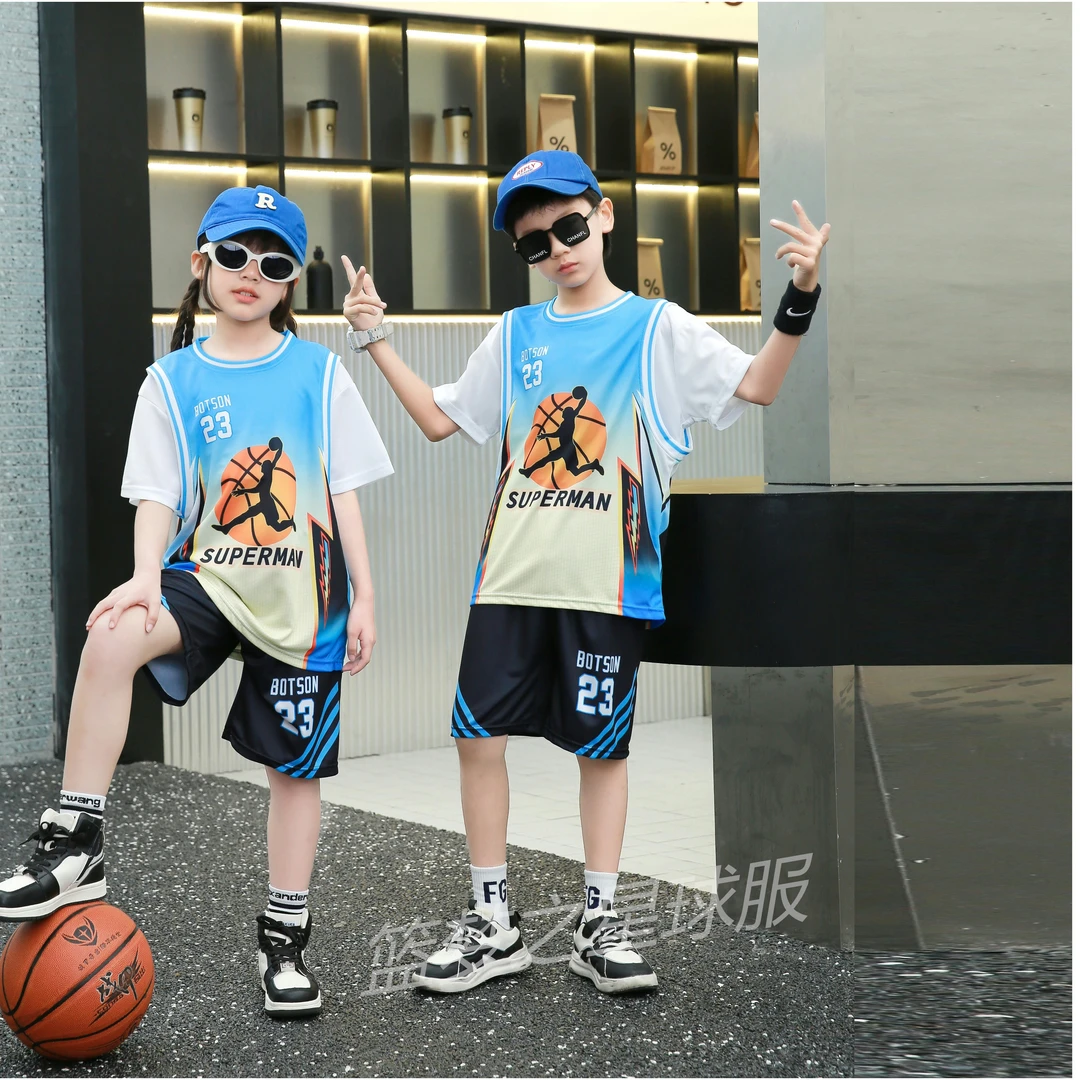 夏季运动套装男女童中大童速干23号帅气薄休闲幼儿园表演球服球衣