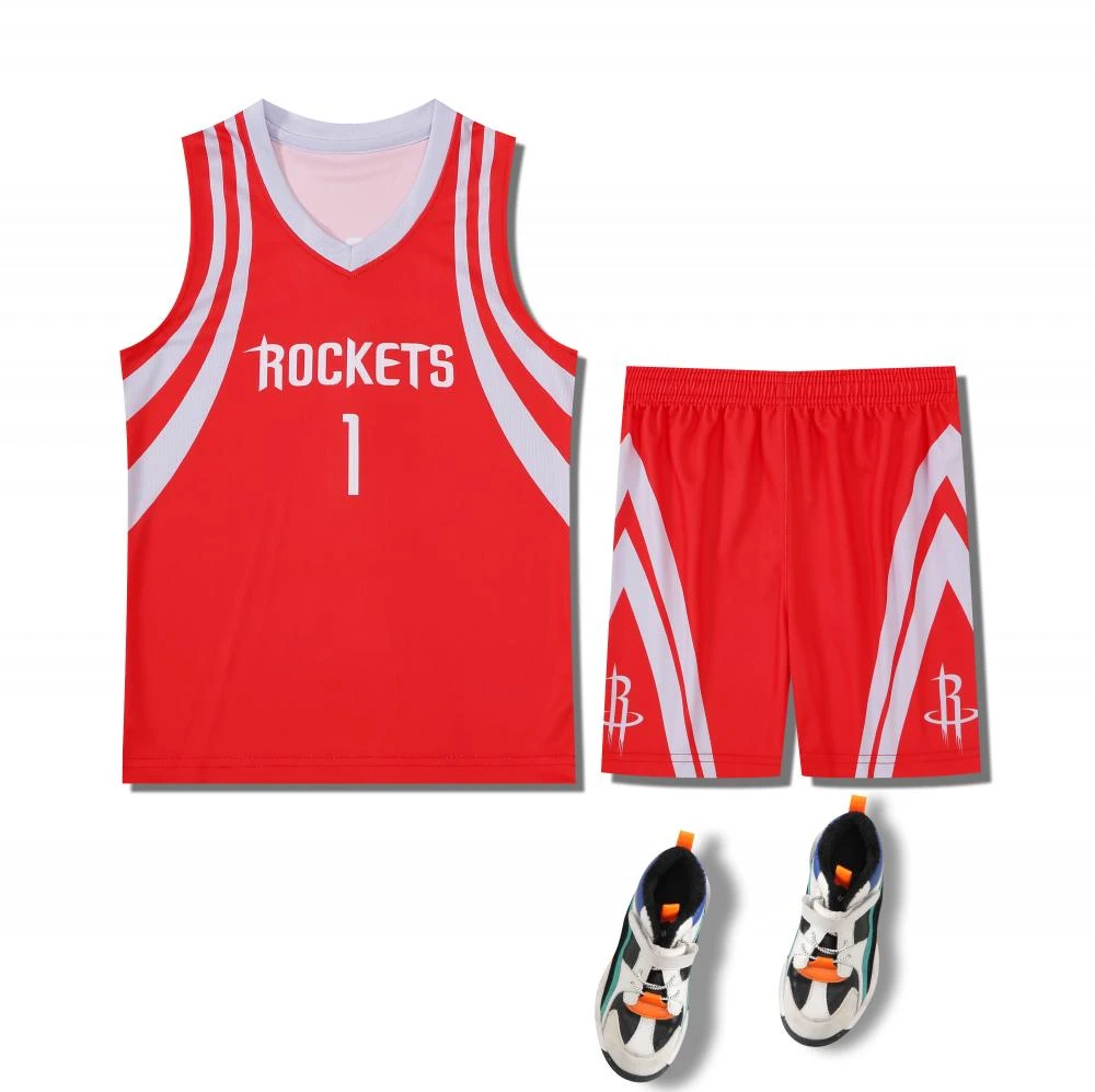 火箭1号背心篮球服套装儿童夏季复古速干姚明同款透气比赛球队服