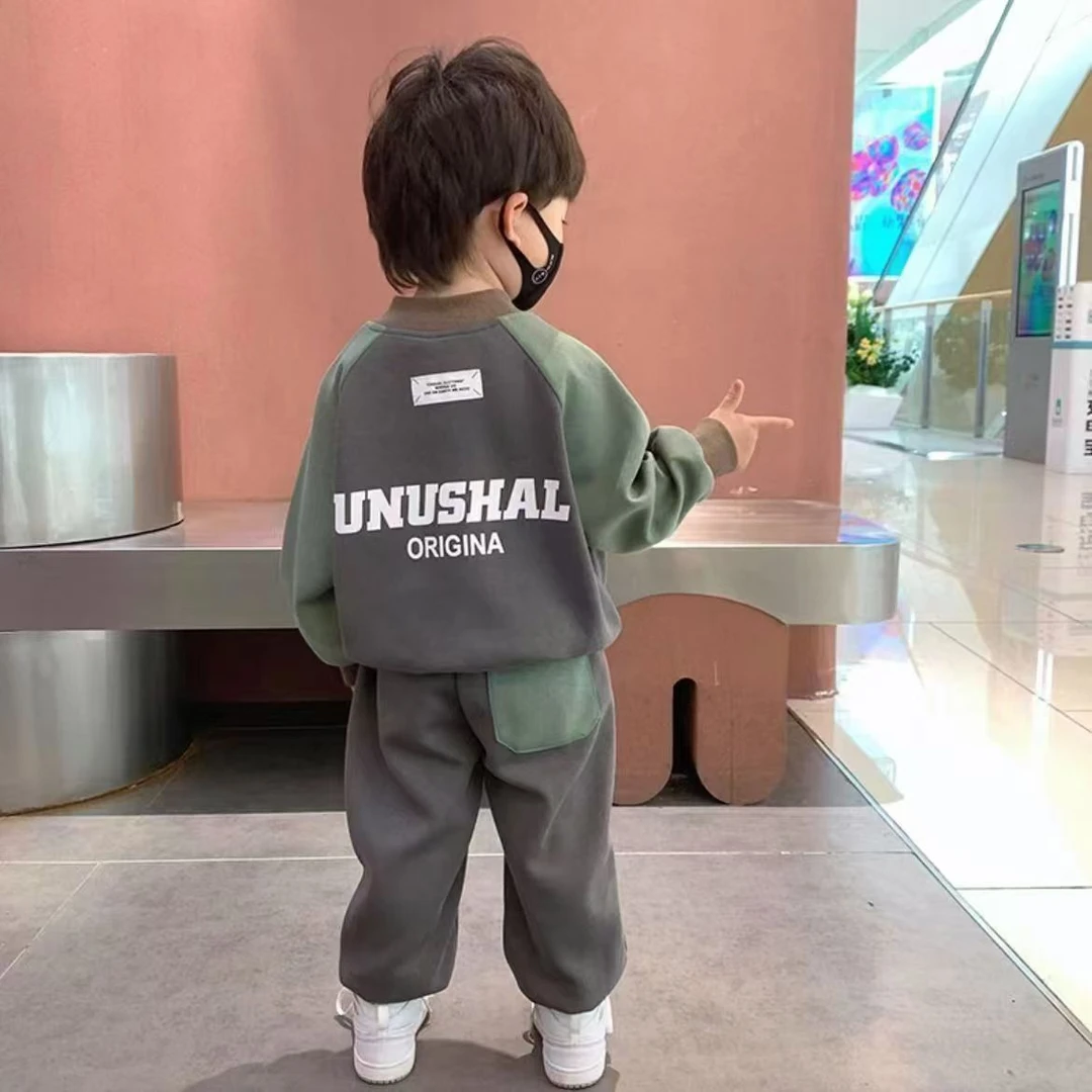 男童春秋套装时髦小童新款秋款卫衣两件套痞帅男孩时尚帅气休闲装