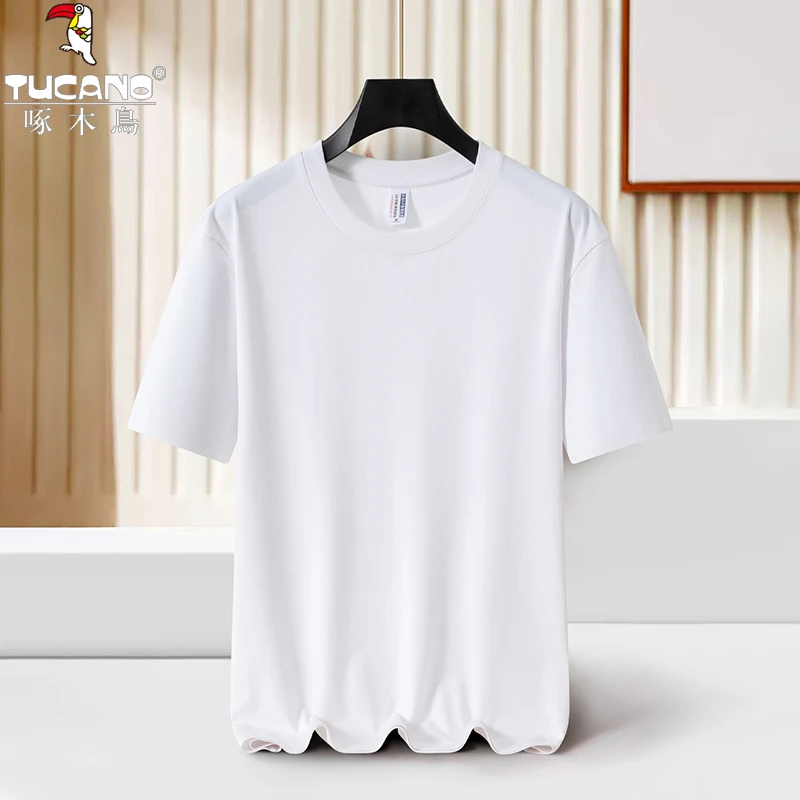 TUCANO/啄木鳥夏季简约纯色T恤百搭短袖男白色圆领宽松透气上衣