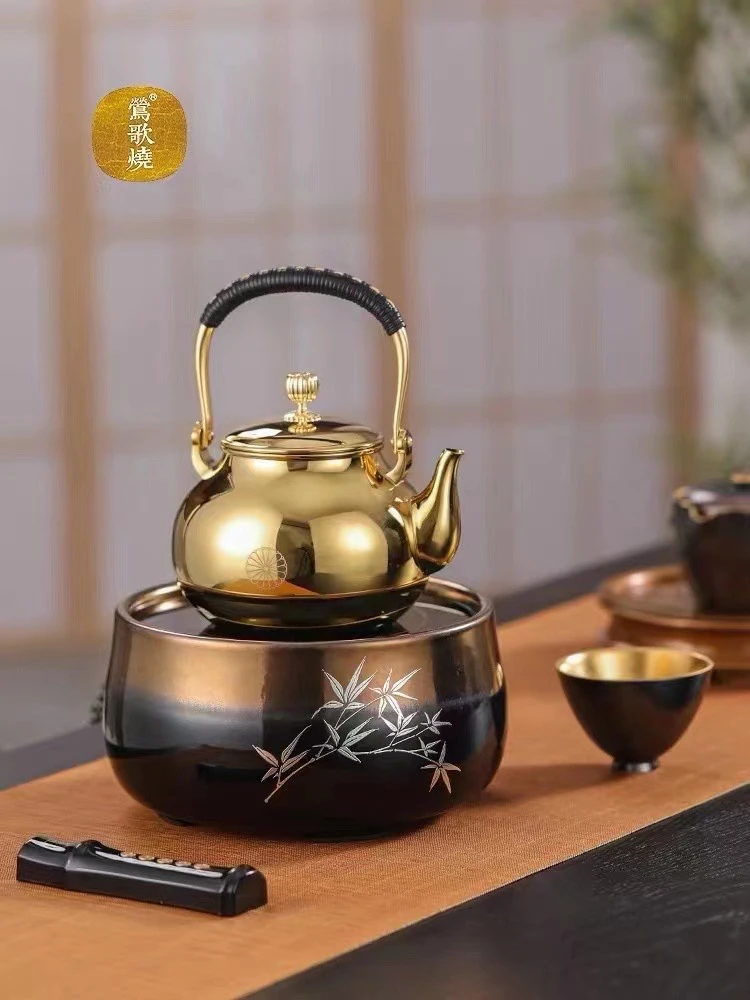 莺歌烧电陶炉围炉煮茶小型茶炉银壶家用遥控器烧水煮茶器非电磁炉