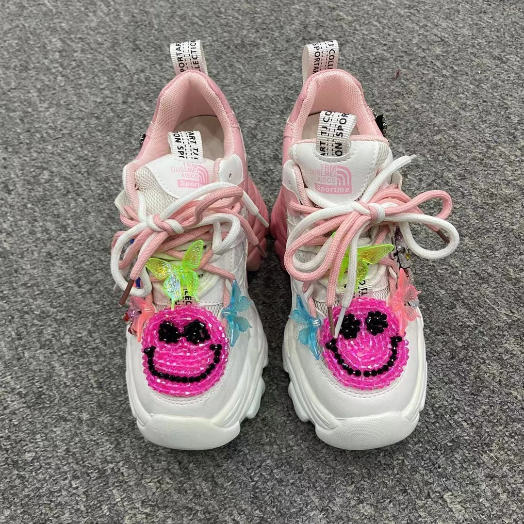 【依诺原创】欧货重工笑脸潮流时尚休闲鞋  跟高10.5公分  ZG24337