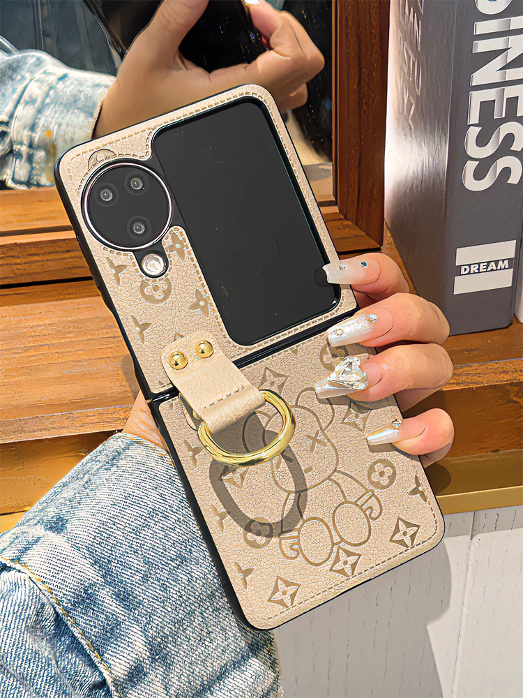 适用OPPOfindn3flip新款手机壳N2flip暴力熊指环可爱保护套女款