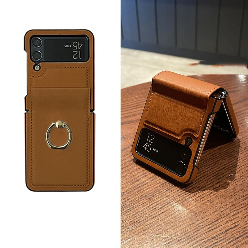 三星zflip6手机壳折叠屏全包防摔zflip5商务皮套壳创意指环ZFlip4