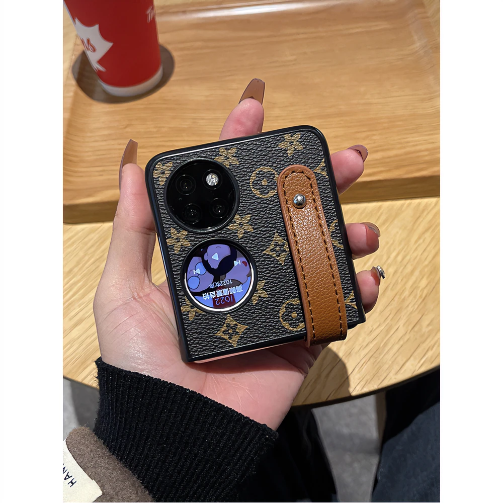 折叠屏适用于华为nova Flip手机壳新款pocket2宝盒四叶草皮质高级