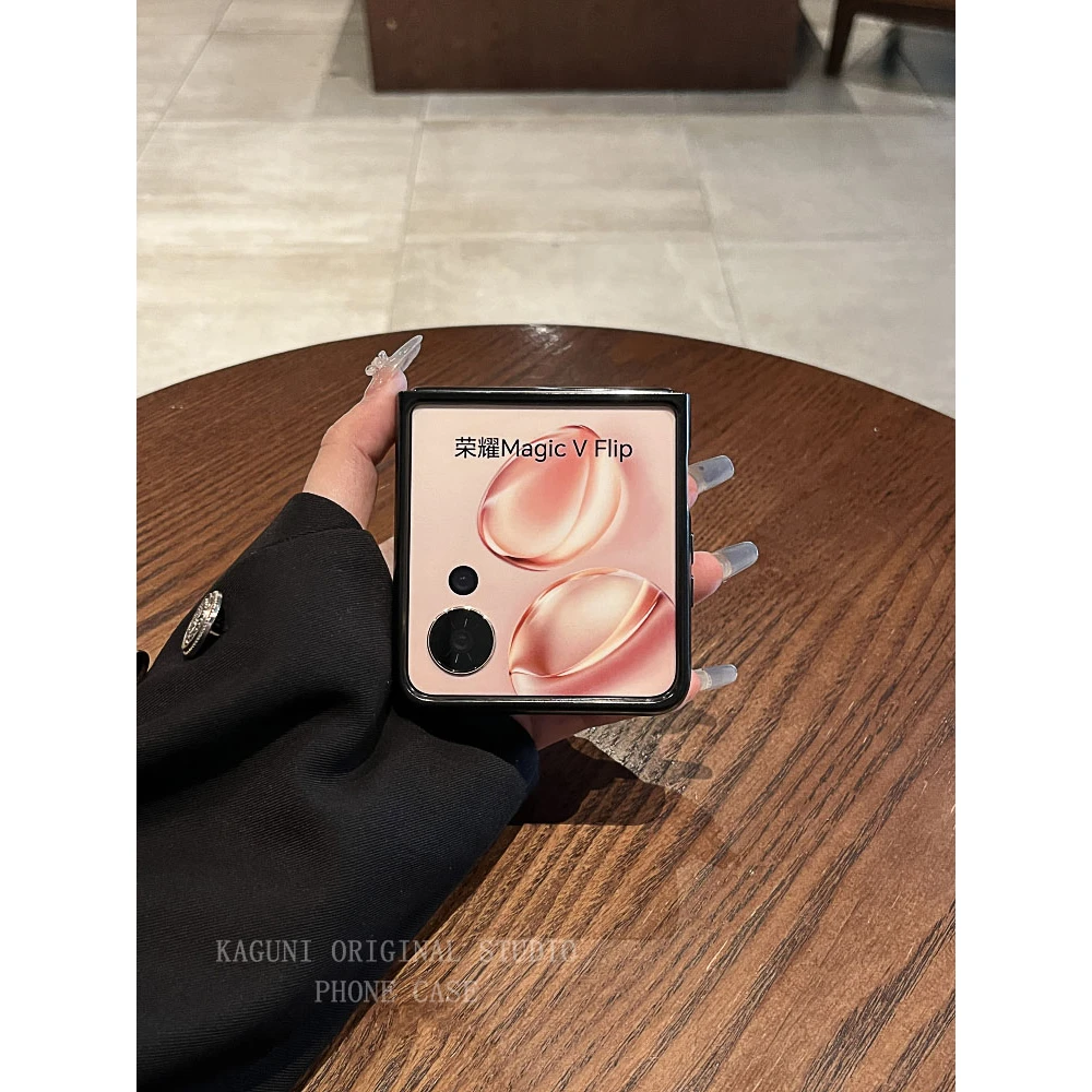 ins风素皮支架小浣熊棕色适用荣耀magicvflip手机壳新款折叠懒人