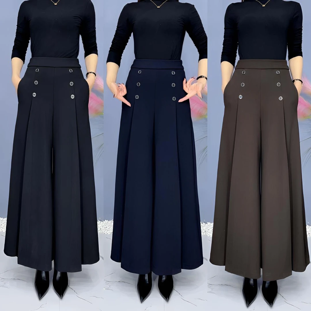 秋冬新款中年妈妈高腰遮肉宽松休闲高档时尚阔腿裙裤大码甩裤